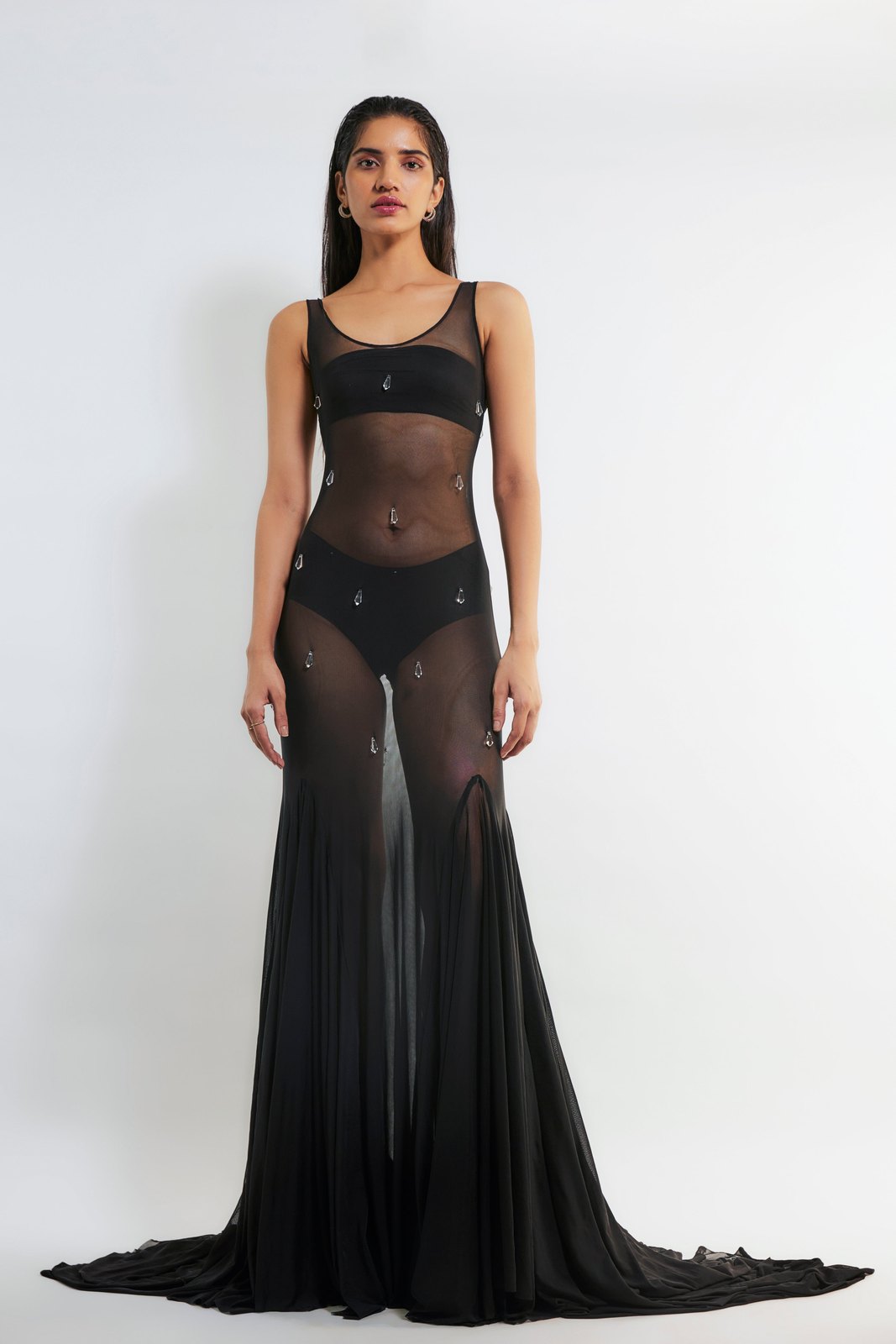 Agata Review: The Black Sheer Low-Neck Gown by Deme by Gabriella
