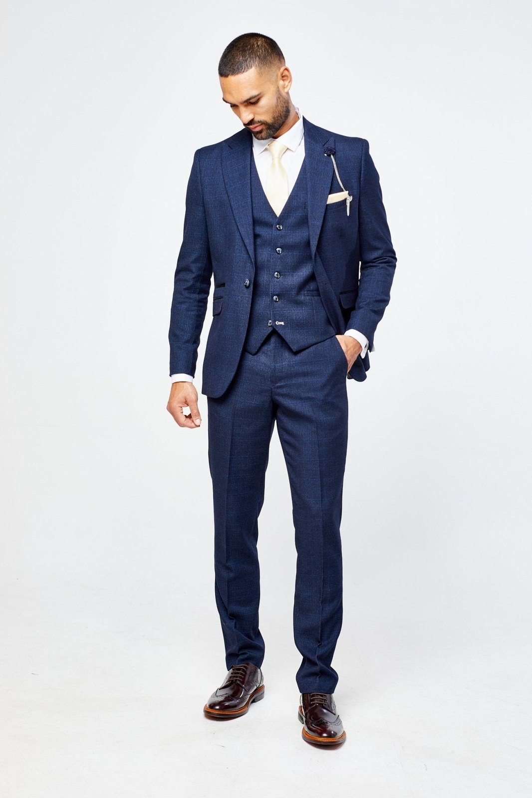 Caridi Navy Check Three Piece Suit Review